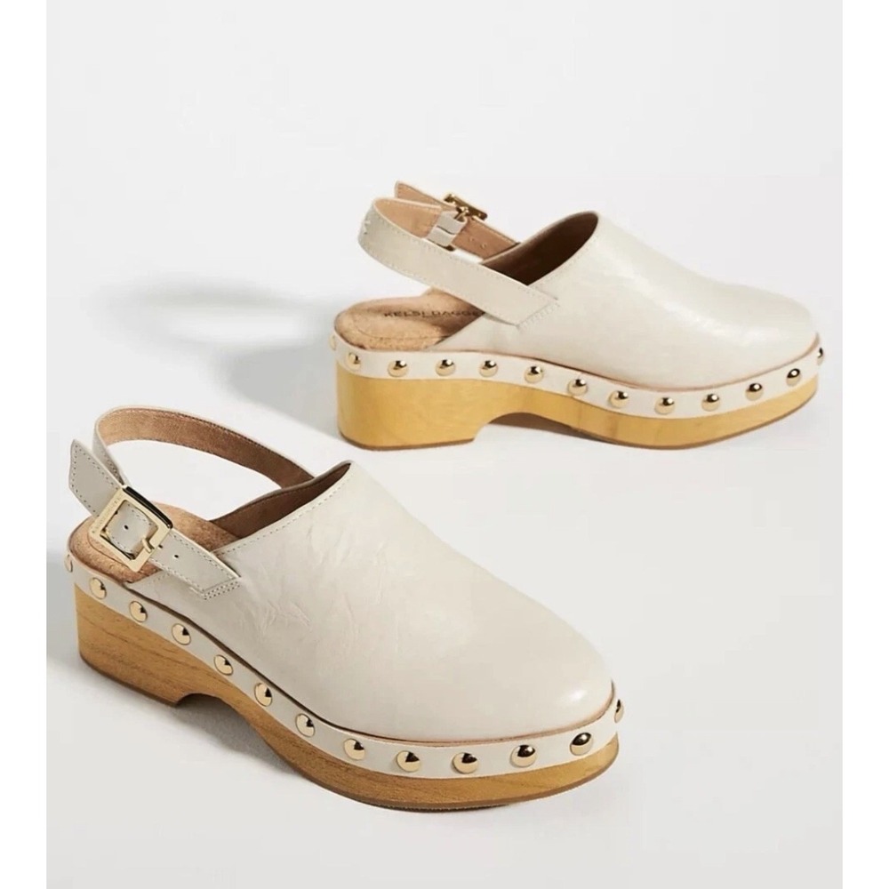 Kelsi Dagger Brooklyn Warehouse Sz 7 Ivory Leather Slingback Platform Clog NWOB
